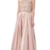A-Line High-Neck Formal Dress with Beaded Bodice