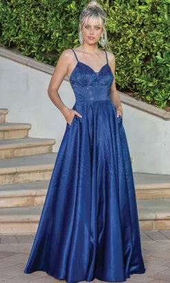 A-Line Long Beaded Prom Dress with Pockets