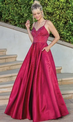 A-Line Long Beaded Prom Dress with Pockets