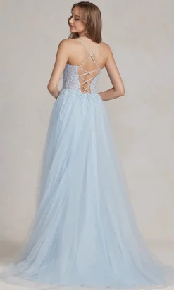 A-Line Long Lace Prom Dress with Sheer Waist