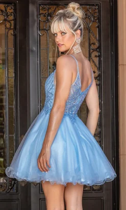 Babydoll Short Prom Dress with Rolled Hemline