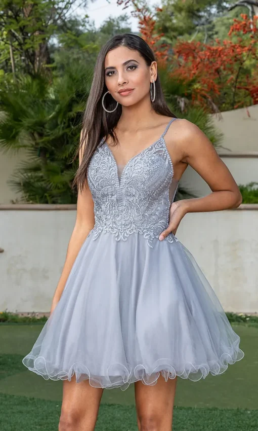 Babydoll Short Prom Dress with Rolled Hemline