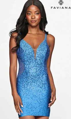 Backless Beaded Short Faviana Homecoming Dress