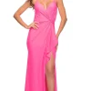 Backless La Femme Long Prom Dress with Side Knot