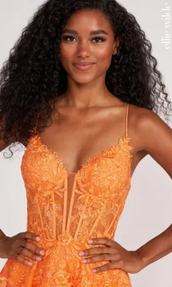 Ball Gown With Sheer Corset By Ellie Wilde EW34036