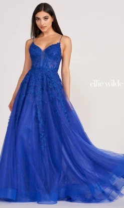 Ball Gown With Sheer Corset By Ellie Wilde EW34036