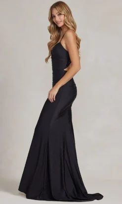 Beaded Tight Long Formal Gown with Strappy Back