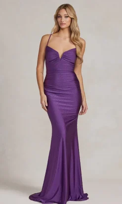 Beaded Tight Long Formal Gown with Strappy Back