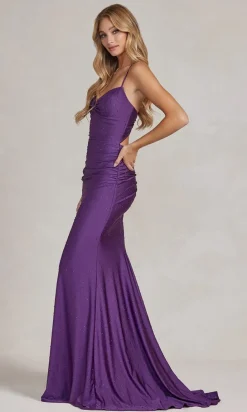 Beaded Tight Long Formal Gown with Strappy Back