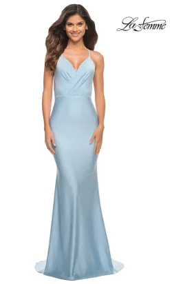 Beaded-Jersey Long Backless Prom Dress by La Femme