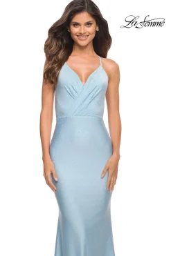 Beaded-Jersey Long Backless Prom Dress by La Femme