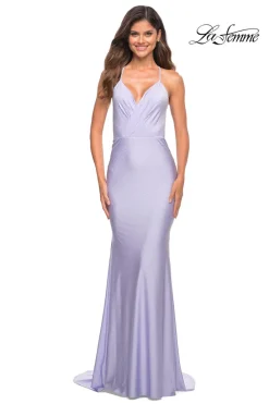 Beaded-Jersey Long Backless Prom Dress by La Femme