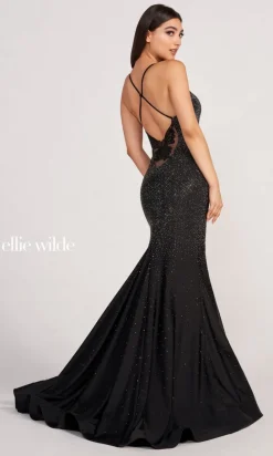 Butterfly Back Ellie Wilde Rhinestone Dress EW34005