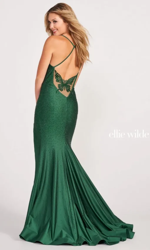 Butterfly Back Ellie Wilde Rhinestone Dress EW34005
