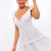 Cap-Sleeve Short Ruffled Graduation Party Dress
