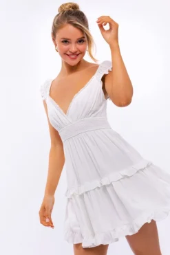Cap-Sleeve Short Ruffled Graduation Party Dress