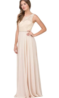 Chiffon Formal Evening Gown with Lace Bodice