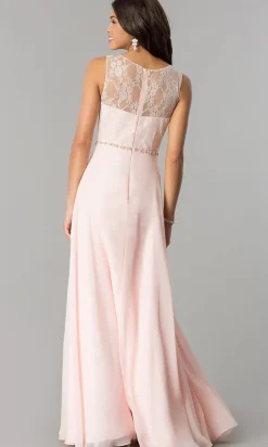 Chiffon Formal Evening Gown with Lace Bodice