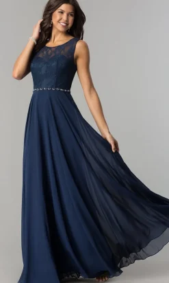 Chiffon Formal Evening Gown with Lace Bodice