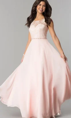 Chiffon Formal Evening Gown with Lace Bodice