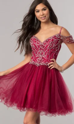 Cold-Shoulder Short Baby Doll Homecoming Dress