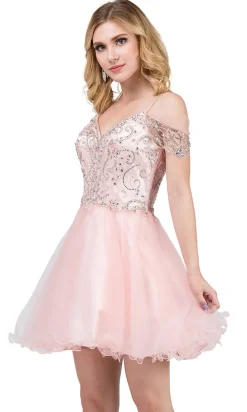 Cold-Shoulder Short Baby Doll Homecoming Dress
