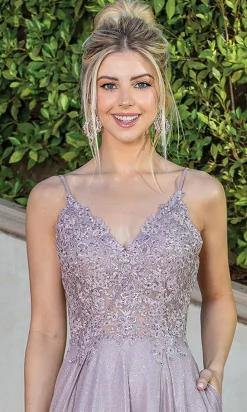 Corset-Back A-Line Long Prom Dress with Pockets