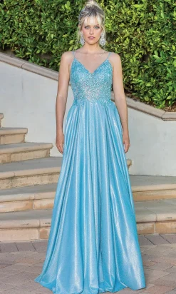 Corset-Back A-Line Long Prom Dress with Pockets