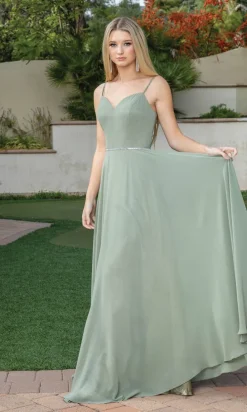 Corset-Back A-Line Prom Gown with Beaded Waist