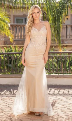 Corset-Back Embellished Long Prom Dress 4308