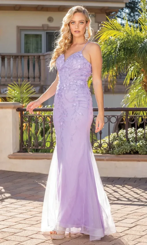 Corset-Back Embellished Long Prom Dress 4308