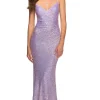 Corset-Back Long La Femme Sequin Prom Dress