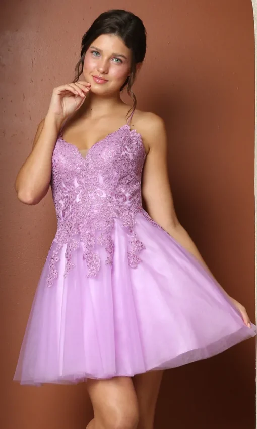 Corset-Back Short A-Line Baby Doll Hoco Dress