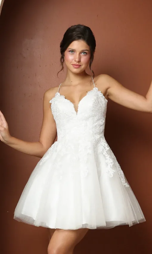 Corset-Back Short A-Line Baby Doll Hoco Dress