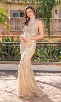 Corset-Bodice Embellished Long Prom Dress 4340