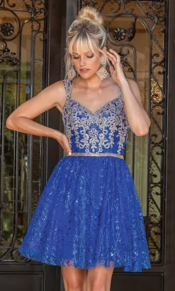 Corset-Bodice Glitter Embellished Short Hoco Dress