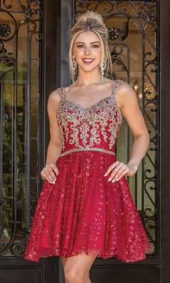 Corset-Bodice Glitter Embellished Short Hoco Dress