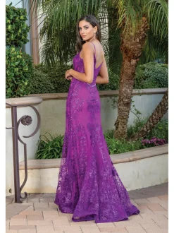 Corset-Bodice Long Sparkly Beaded Formal Dress
