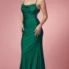 Cowl-Neck Long Prom Dress with Strappy Open Back