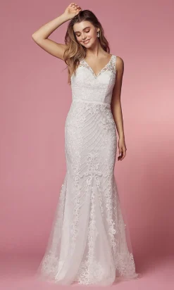 Deep V-Back Long Prom Dress with Beaded Embroidery