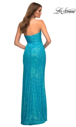 Draped La Femme Strapless Long Sequin Prom Dress