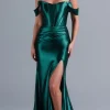 Emerald Green Long Formal Dress with Corset Bodice