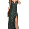 Faux-Wrap Long Sequin Prom Dress by La Femme