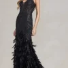 Feather And Sequin Prom Dress C111