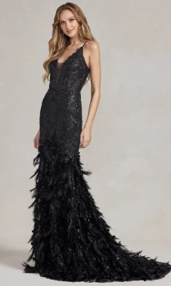 Feather And Sequin Prom Dress C111