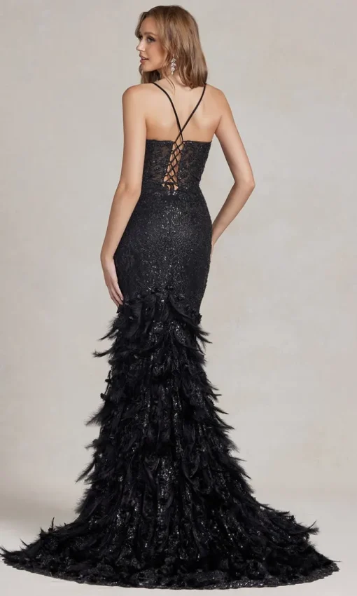 Feather And Sequin Prom Dress C111