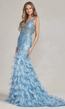 Feather And Sequin Prom Dress C111