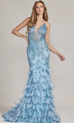Feather And Sequin Prom Dress C111