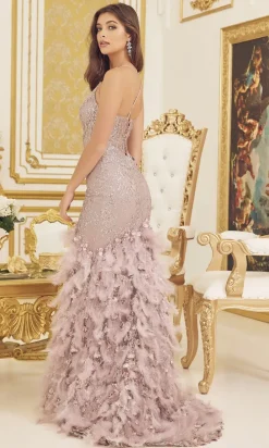 Feather And Sequin Prom Dress C111