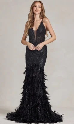 Feather And Sequin Prom Dress C111